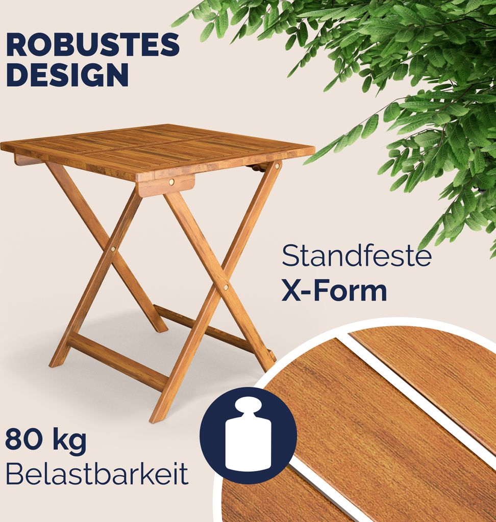 CASARIA® Balkonmöbel Set 2 Personen Wetterfest Holz Produktbild 4