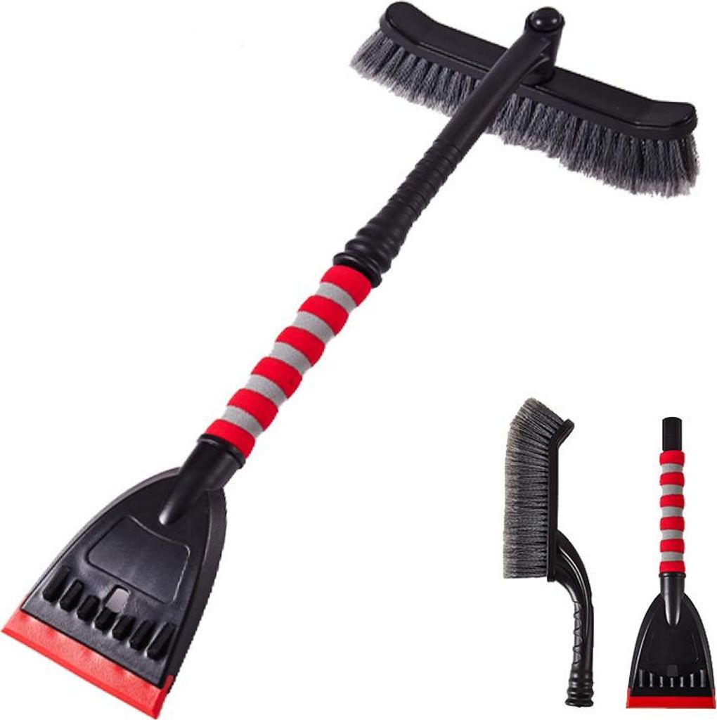 Zimilo Auto-Schneeschieber & Eiskratzer 2-in-1 – Leicht, Kompakt & Lackschonend, Rotgrau