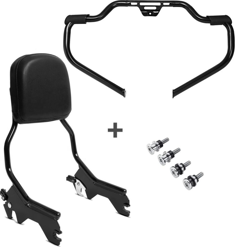 Set STS23 Sissybar mit Dockingkit + Sturzbügel für Harley Davidson Fat