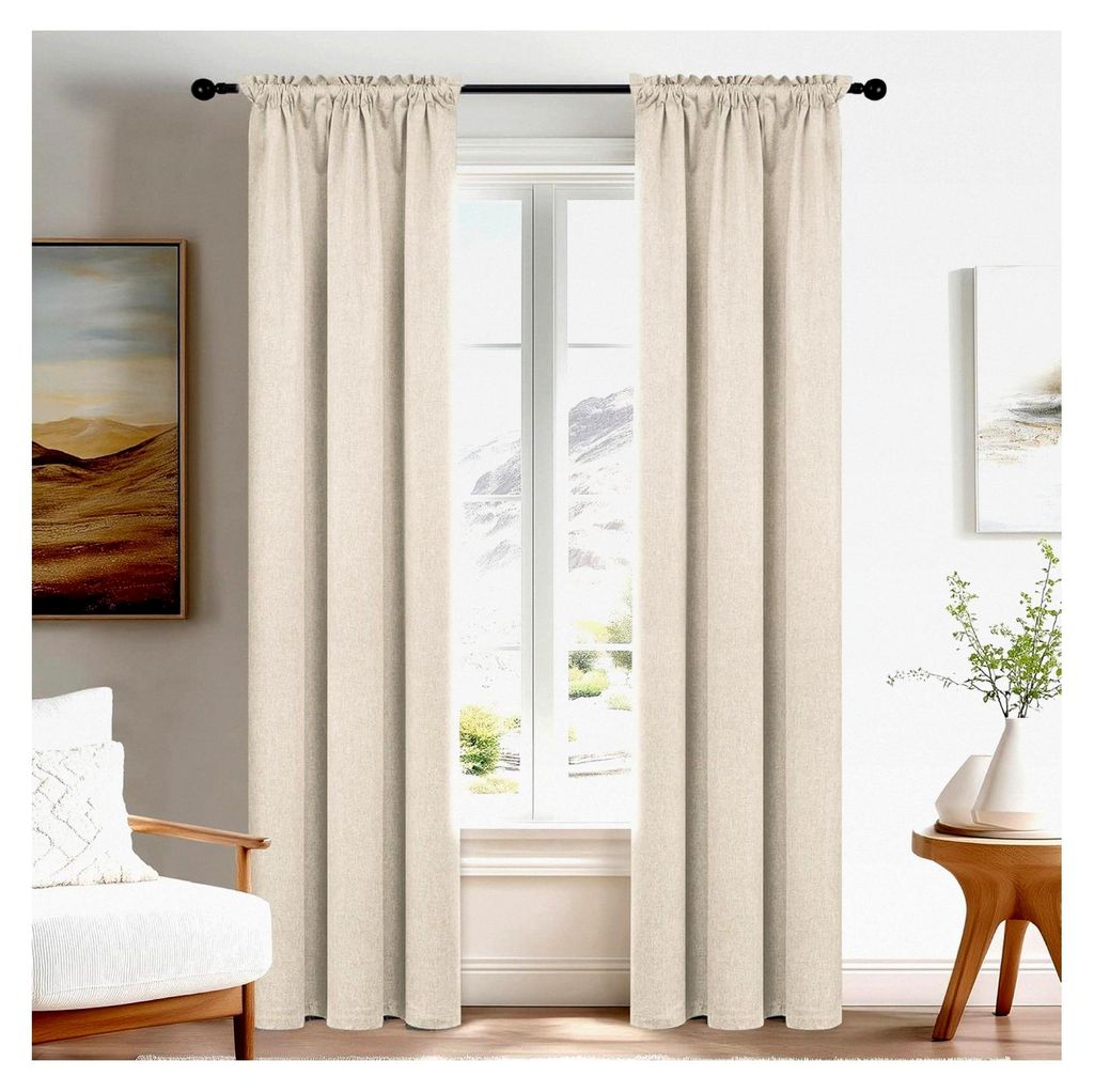 Verdunklungsvorhang Blickdicht für Wohnzimmer und Schlafzimmer, 220x70cm, Beige, 2er Set
