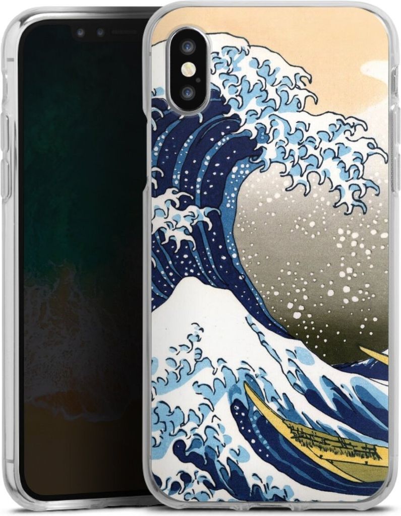DeinDesign Handyhülle für Apple iPhone Xs Silikon Hülle Case Smartphone Schutzhülle Katsushika Hokusai Kunst Die große Welle vor Kanagawa