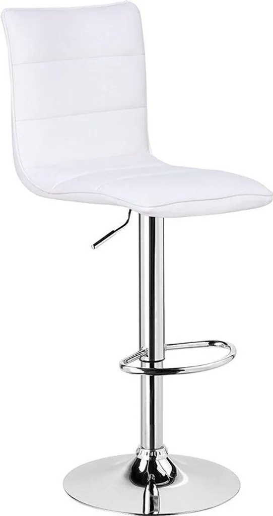 Tabouret de bar réglable blanc en similicuir avec dossier ergonomique