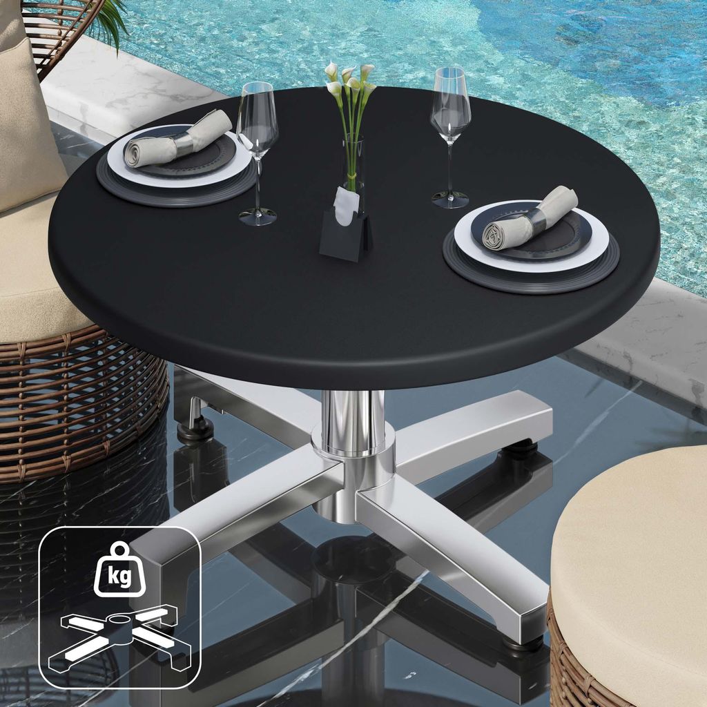 WBO | Jamaika Loungetisch | Ø:H 70 x 40 cm | Schwarz / Aluminium | Zusatzgewicht | Bistro Loungetisch Gastro Tisch