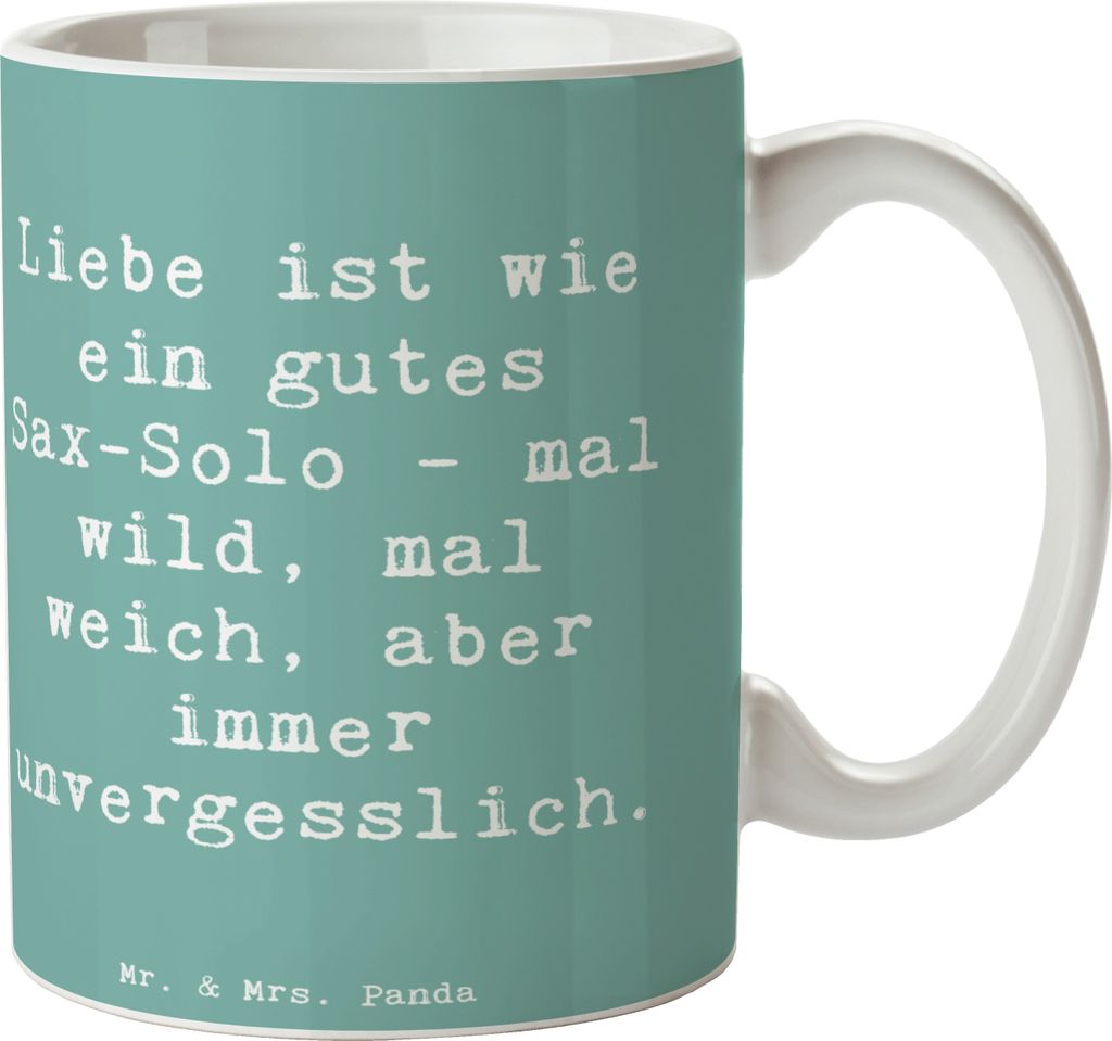 Mr. & Mrs. Panda Henkelpott Spruch Saxophon Liebe - Meeresbrise - Geschenk, Melodien, Kaffeetasse, Kaffeebecher, Instrument, Musik, Musikrichtung, ...