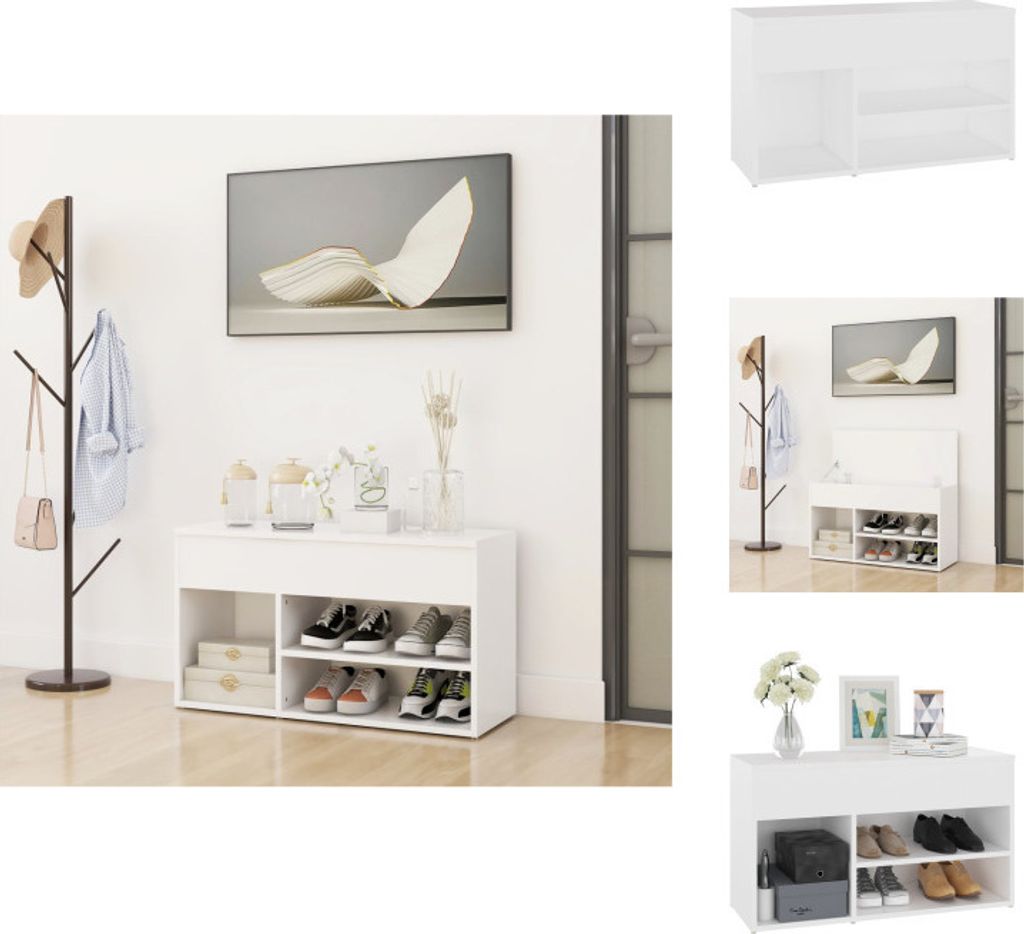 vidaXL Schuhbank Weiß 80x30x45 cm Holzwerkstoff - Schuhregale & -schränke