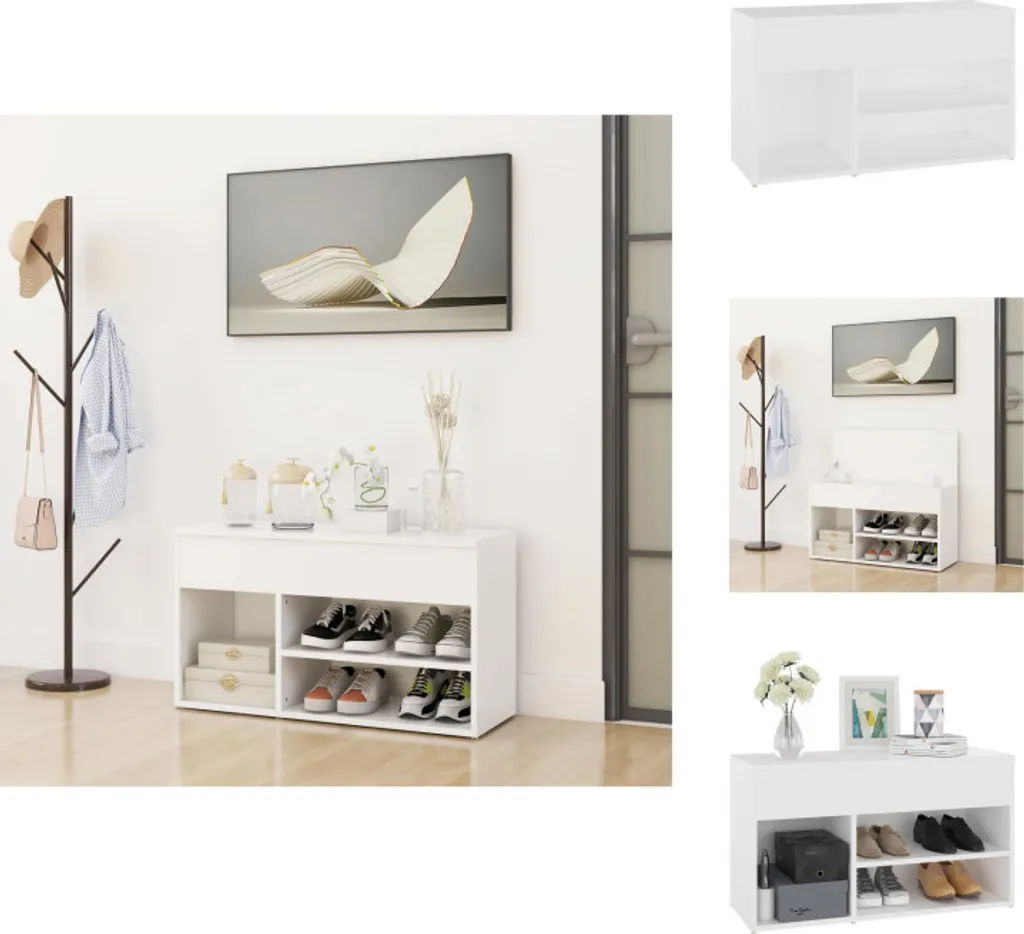 Étagère à chaussures blanche 80 cm avec banc de rangement pratique