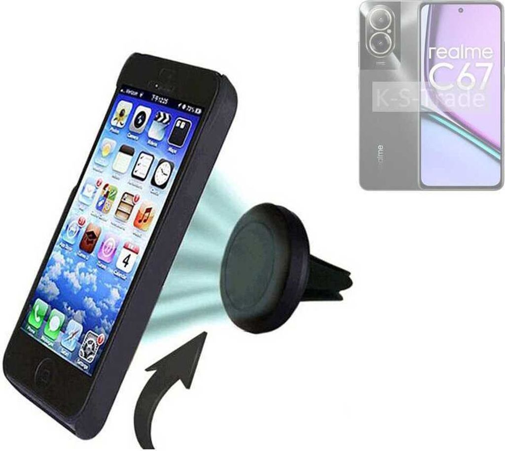 K-S-Trade Kompatibel mit Realme C67 4G Auto Handy Halterung KFZ Halter Lüftungsgitterhalterung Air Vent mount Smartphone Halter