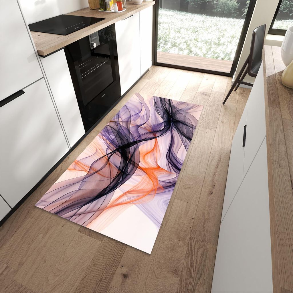 Küchenteppich 90x180cm rutschfest & abwischbar PVC Läufer - Abstrakte Bewegung