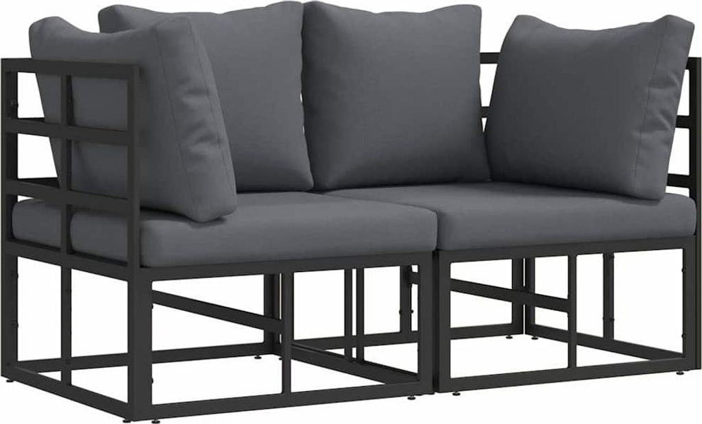 vidaXL Gartenmöbel 2 Stück Schwarz und Anthrazit 71,5 x 71,5 x 71 cm