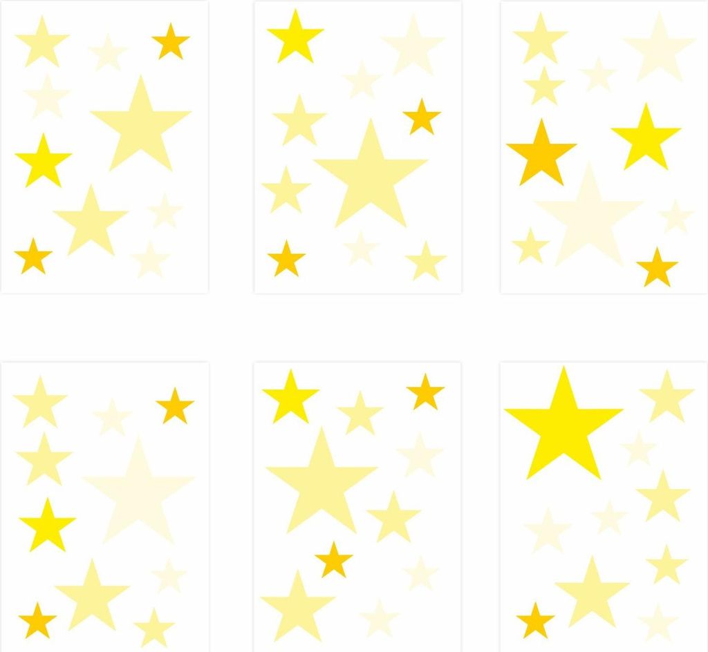 129 Wandtattoo Sterne-Set gelb 60 Stück