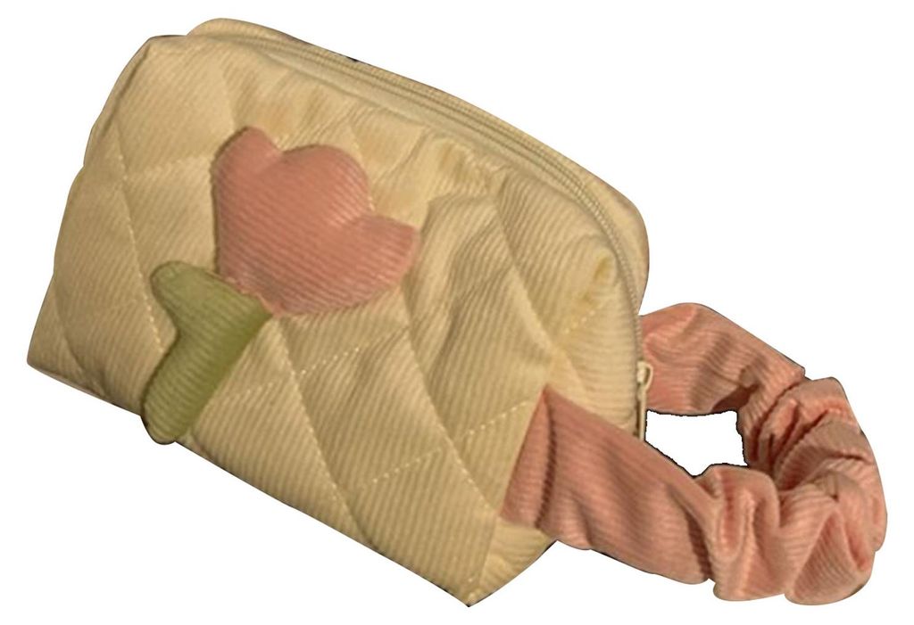 Reise-Kosmetiktasche mit Tulpenmotiv, großem Fassungsvermögen und praktischem Tragegriff