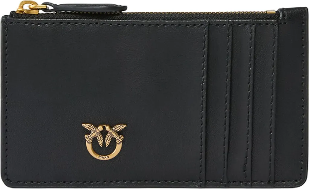 Porte-cartes en Cuir Matelassé Noir PINKO Airone pour Femme Chic