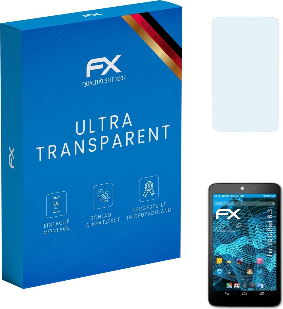 atFoliX FX-Clear 2x Schutzfolie kompatibel mit LG G Pad 8.3 Displayschutzfolie
