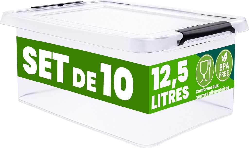 DEUBA® 10x Boîte de rangement 12,5L en plastique Image du produit 