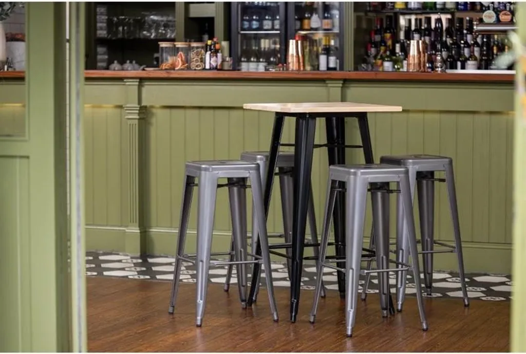 Table de bar Bolero Bistro avec plateau en bois noir 60x60cm robuste - 12