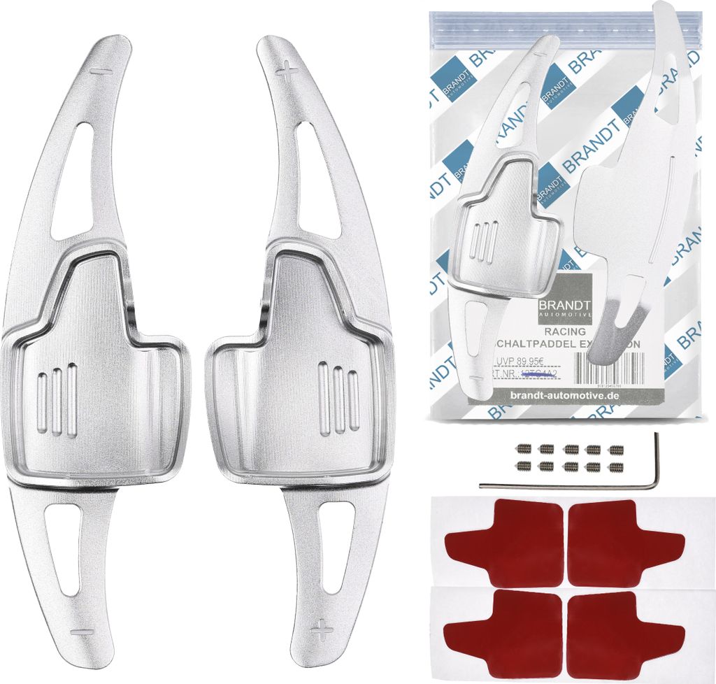 BRANDT Schaltwippen ALU SILBER kompatibel mit FORD FOCUS III IV 15-26 EcoSport 15-22 Schaltpaddel Paddel Aufsatz Drucktaster Wippenschalter