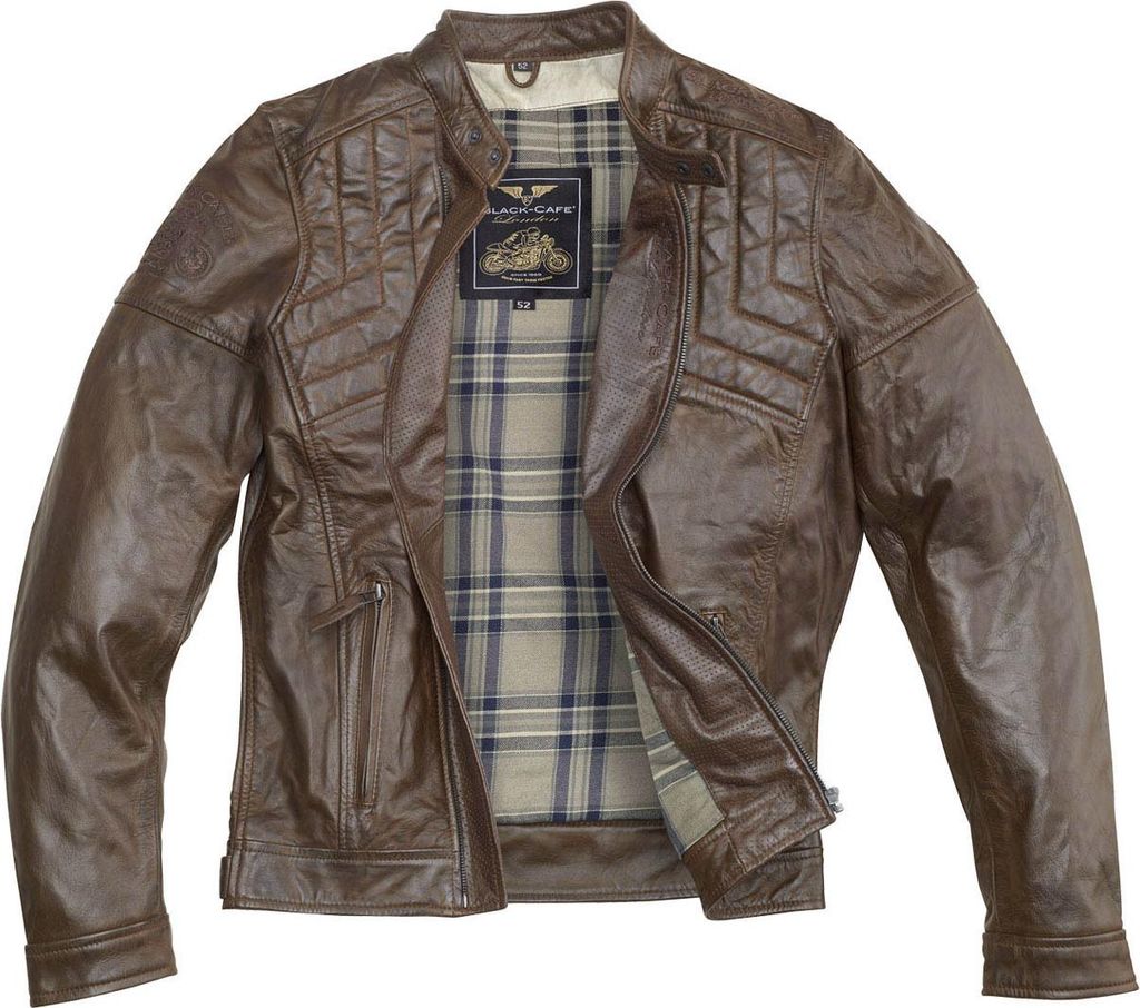 Black-Cafe London Philadelphia Motorrad Lederjacke, braun, 54