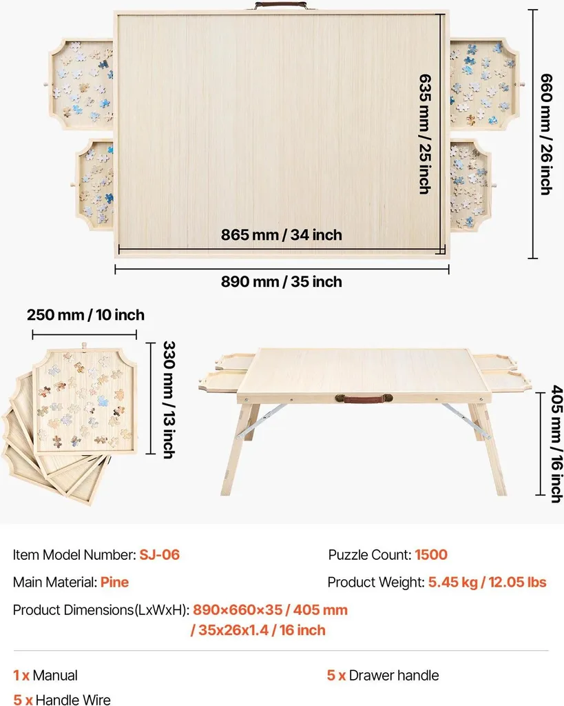 Support de Puzzle Professionnel 1500 Pièces avec Système de Tri Latéral