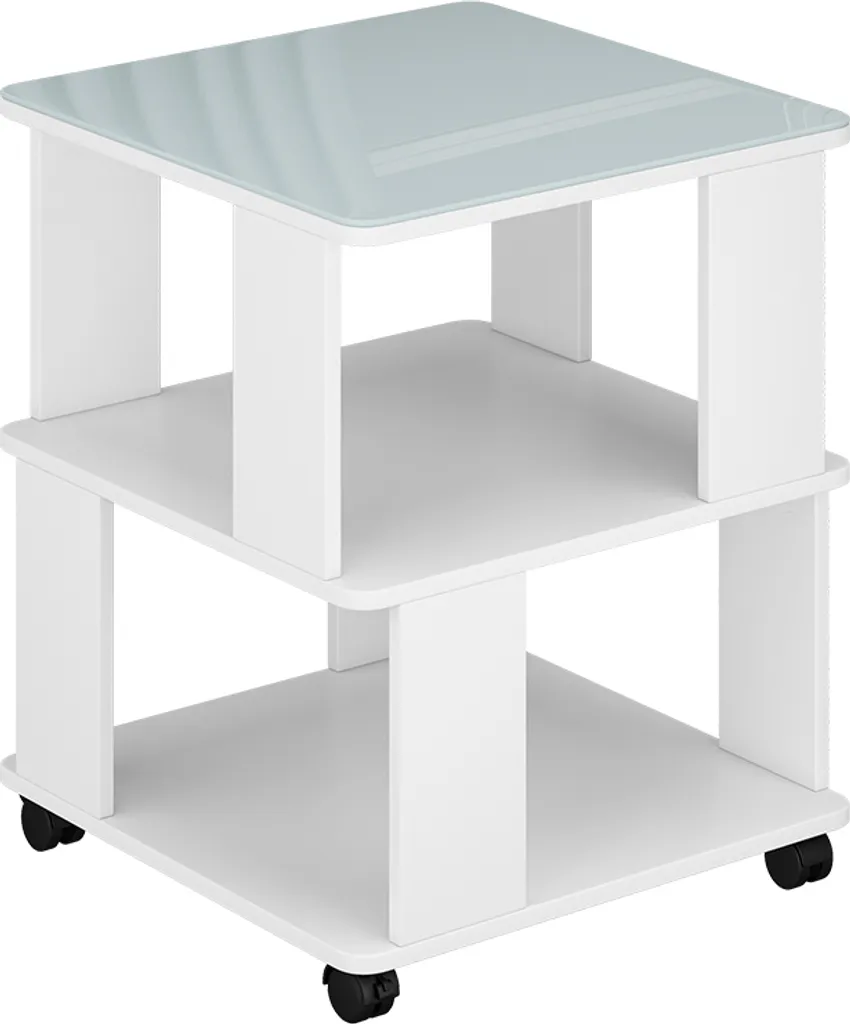 Tavolino Velito Vicco 50x50 Bianco Opaco | Design con Ruote Minimal