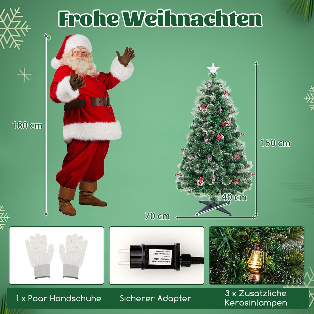 COSTWAY 3er Weihnachtsbaum-Set Künstlich - 90+120+150 Cm Bleistift-Tannen Mit Metall-Sockel, Grün