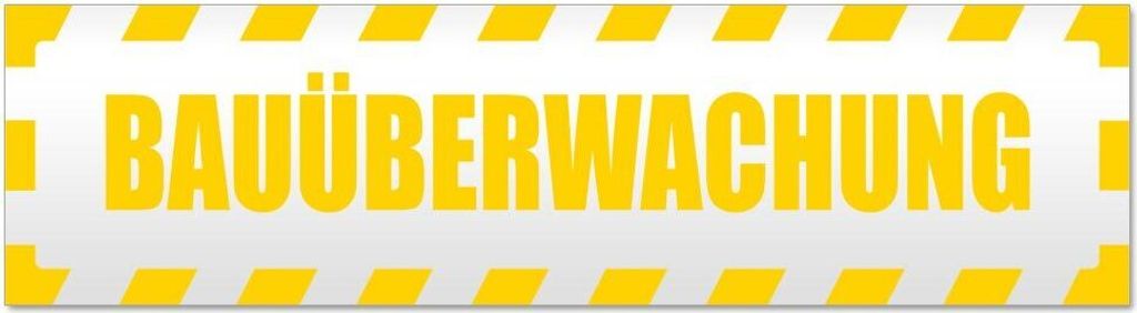 Kiwistar - Autoaufkleber - Gelb - 30 x 8 cm - Bauüberwachung gestreift - Hinweis Aufkleber Sticker für Auto, Kfz, Fahrrad, PKW, LKW