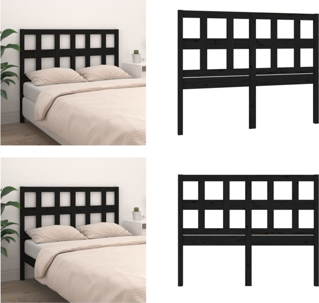 vidaXL Kopfteil Schwarz 205,5x4x100 cm Massivholz Kiefer - Kopfteil - Kopfteile - Bettkopfteil - Holzkopfteil