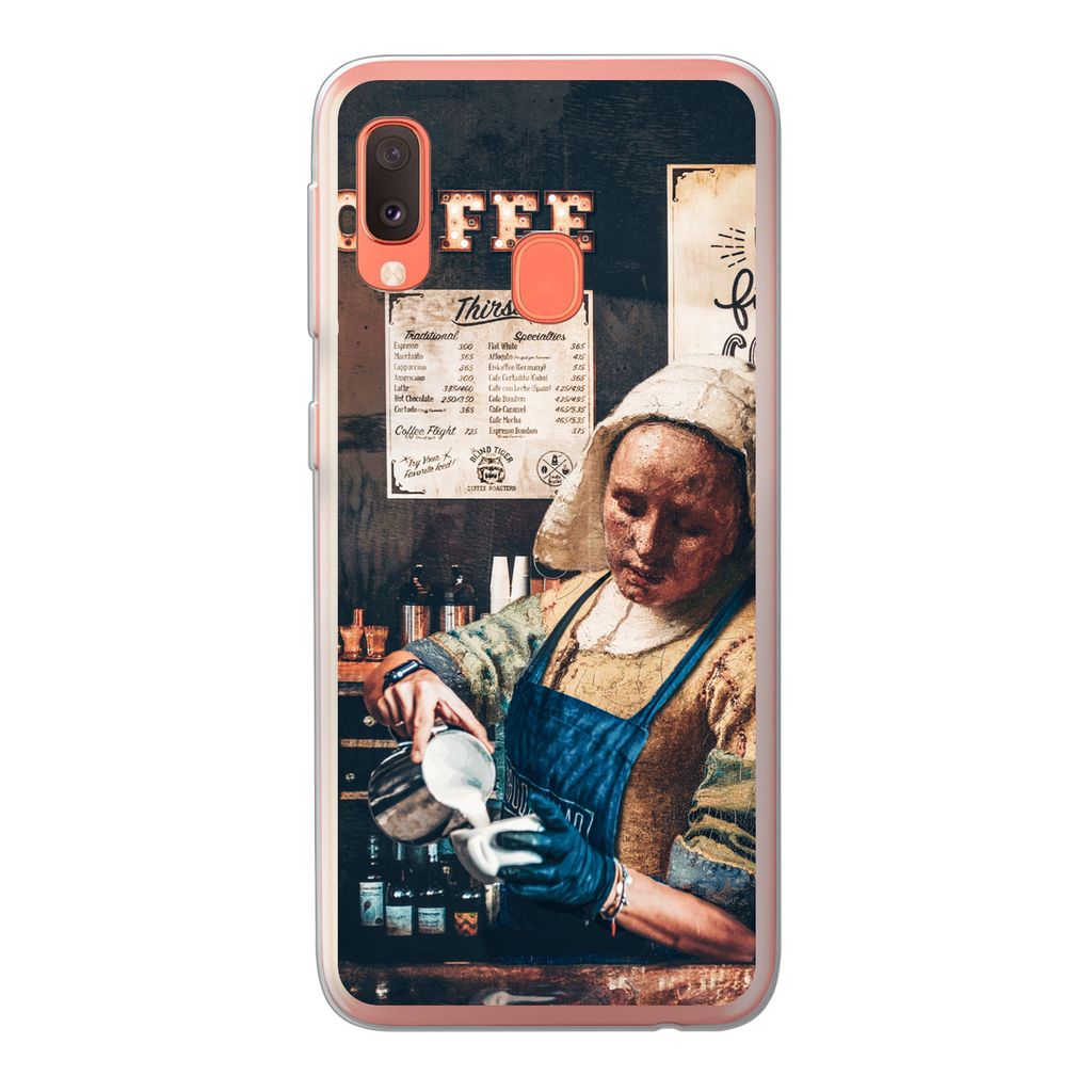 MuchoWow Handyhülle Schutzhülle Hülle für Samsung Galaxy A20e Milchmädchen - Barista - Kaffee - Cappuccino Silikon Softcase Handy Hülle - A...