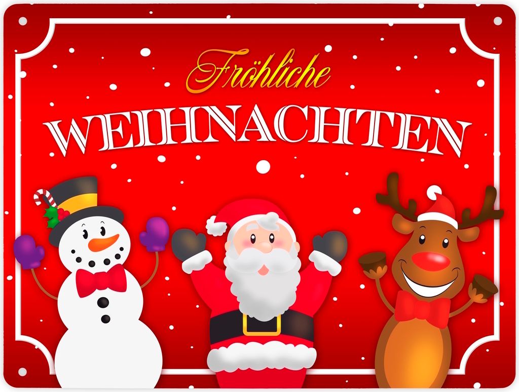 Fröhliche Weihnachten Metallschild XL in 21x28 cm mit Produktbild 
