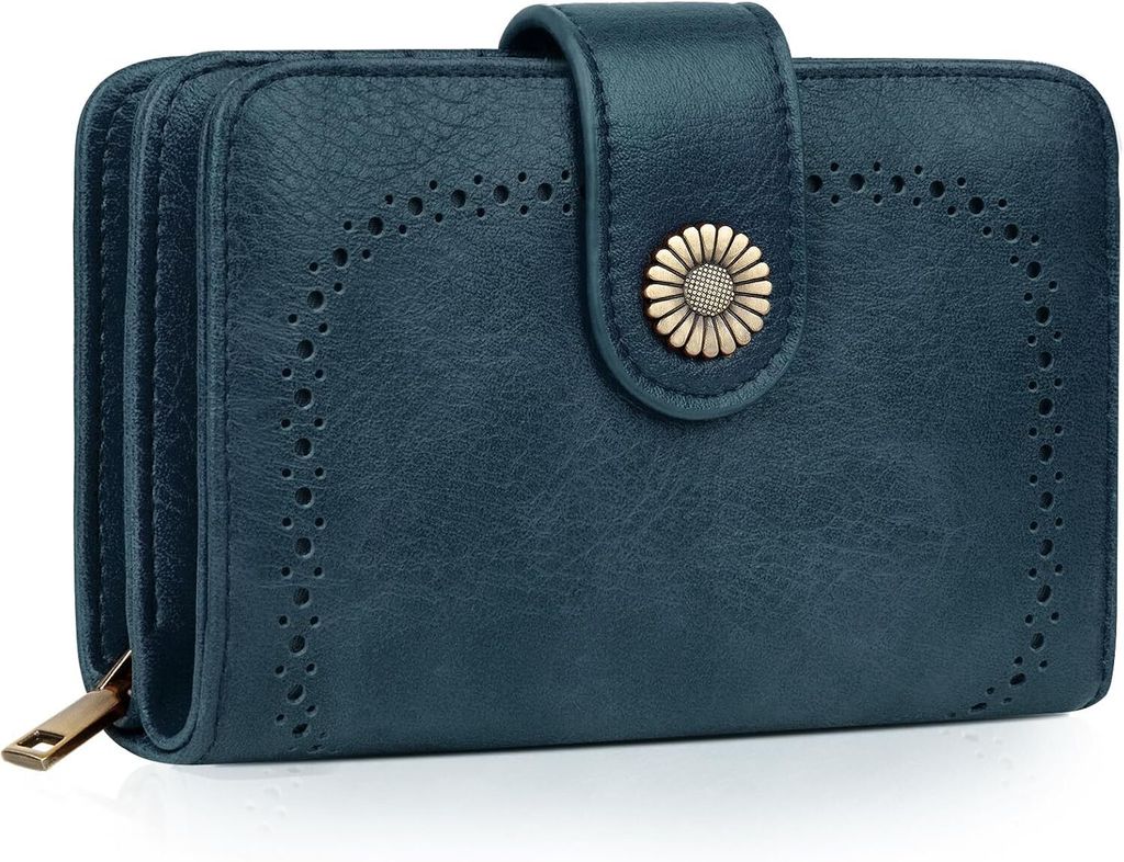 Damen Große Kapazität Kunstleder Vintage Portemonnaie Brieftasche Geldbörse Mittelgroß mit RFID-Blockierung und Mehreren Fächern Frauen