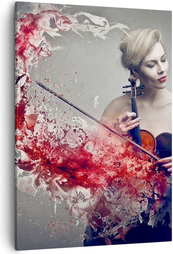 Bild auf Leinwand - Leinwandbild - Einteilig - Frau Violine Musik Instrument - 50x70cm - Wand Bild - Wanddeko - Wandbilder - Leinwanddruck - Wandde...