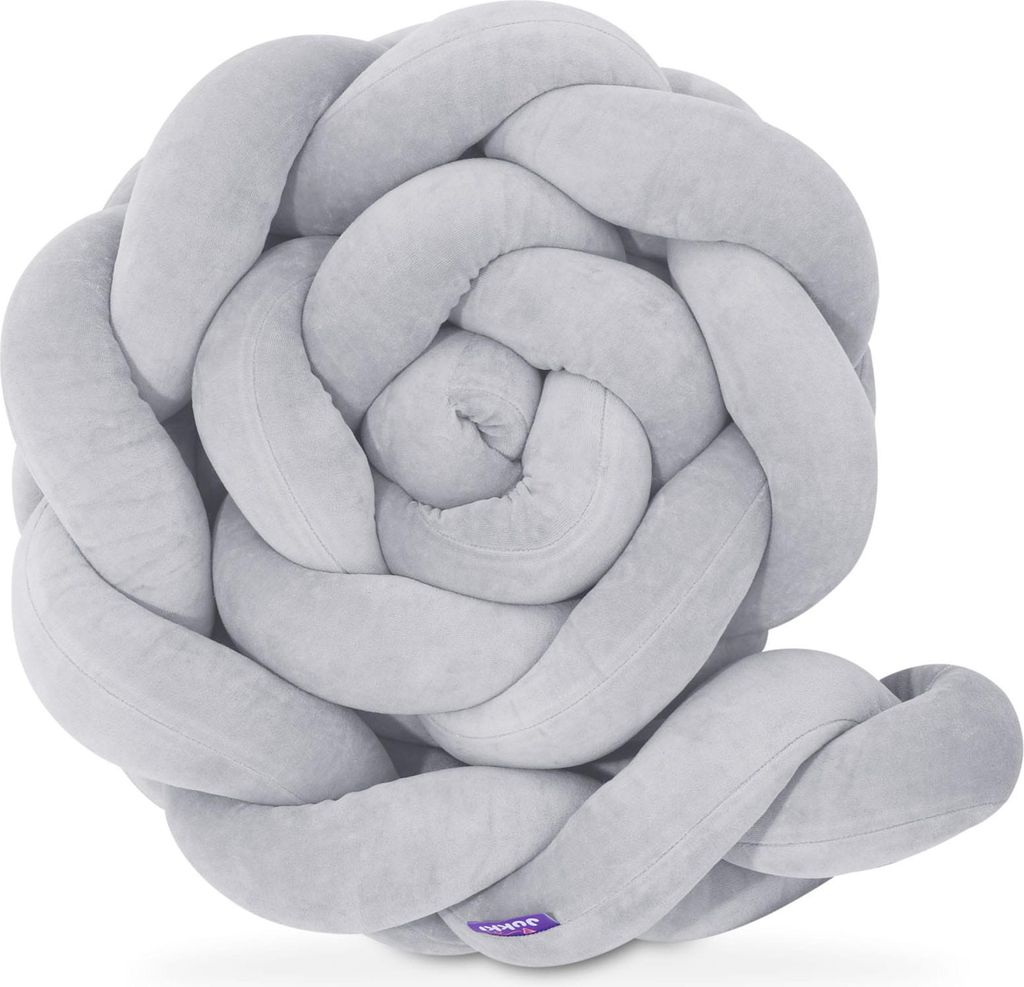 Light Grey - Geflochtene Bettschlange Bettumrandung für Produktbild 