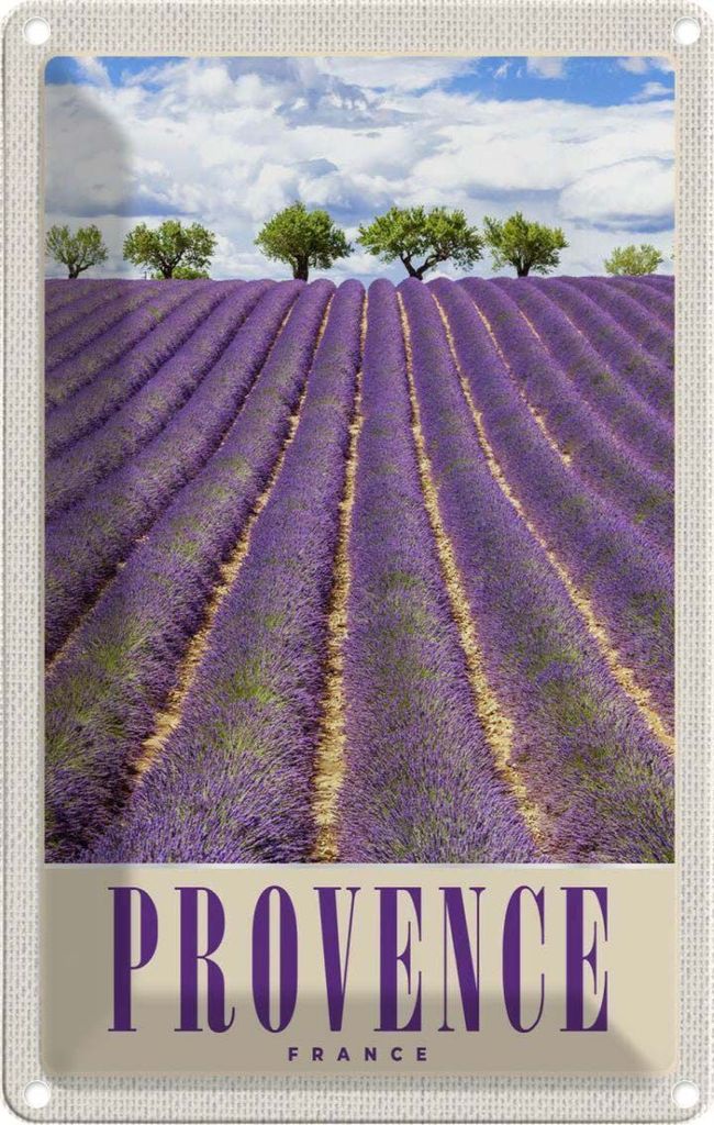 vianmo Blechschild 30x20 cm Provence Frankreich Lila Natur Abenteuer Reisen Urlaub