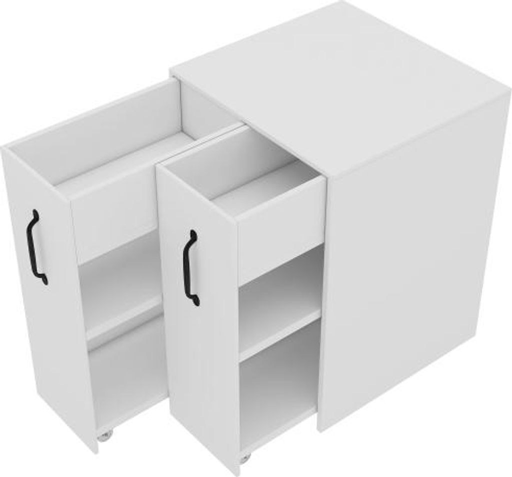 Aktenschrank Rollen Weiss 52x50x75 cm Faechern Schubladen Holz links-rechts Einzelschrank Absturzsicherung Sofa-Beistellschrank Nachttisch
