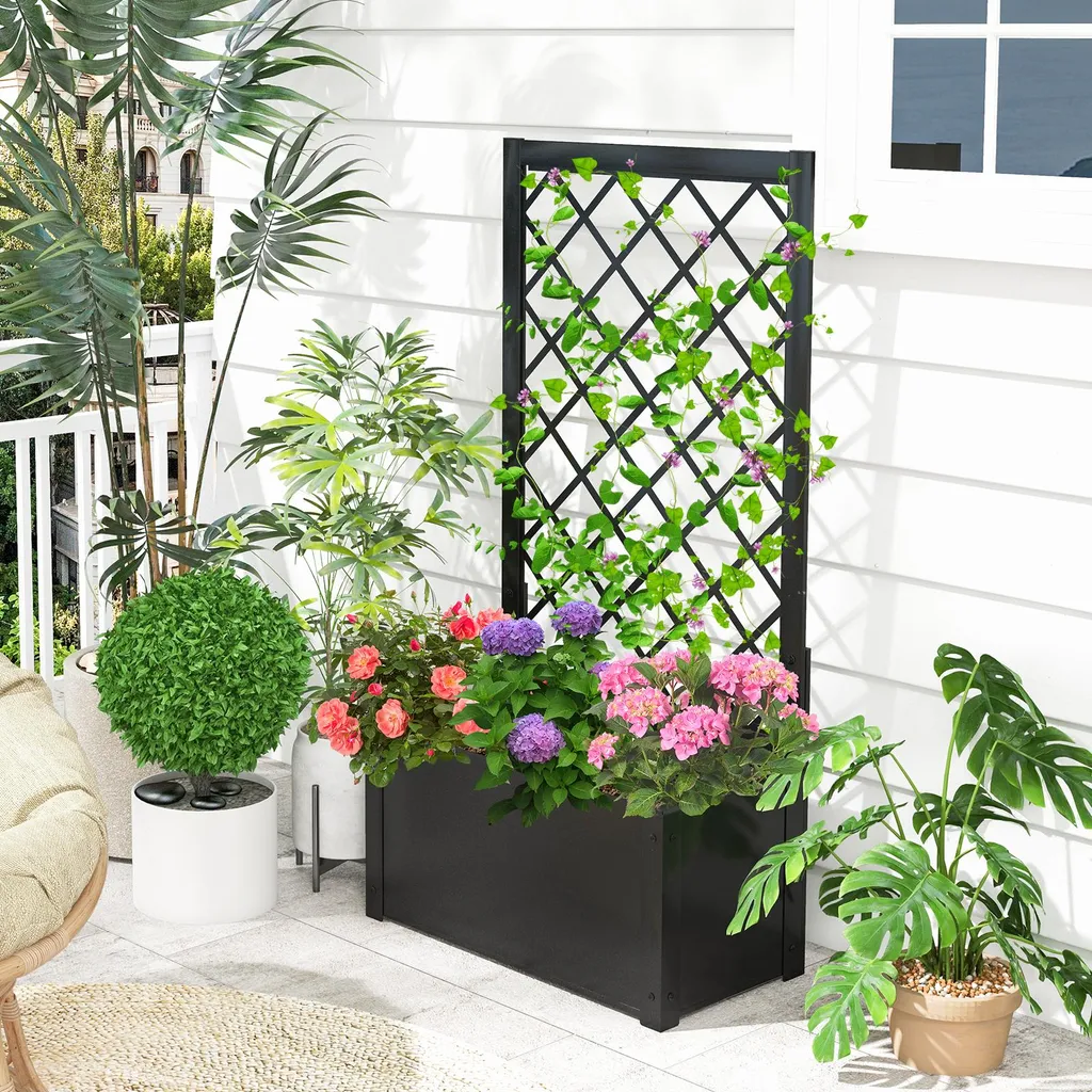 Jardinière avec treillis pour plantes grimpantes : solution brise-vue - 9
