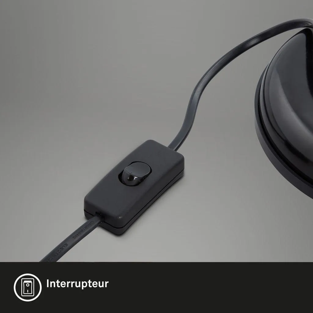 Lampe de salon noire orientable avec interrupteur câble - Culot E14