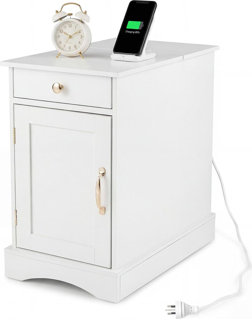 Table d'appoint COSTWAY avec station de recharge, table de Image du produit 