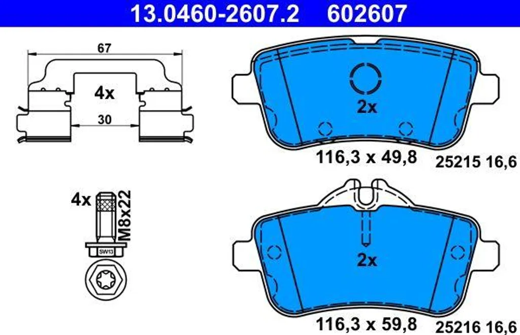 Plaquettes de frein ATE 13.0460-2607.2 pour Mercedes Classe GL GLE GLS