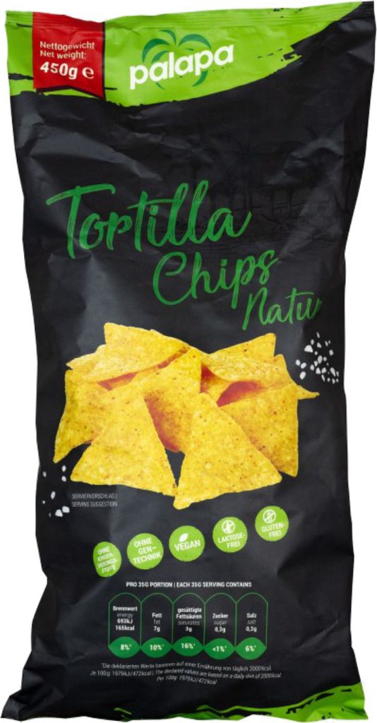 Palapa Tortilla Chips Natur mit Speisesalz Maistortillachips 450g