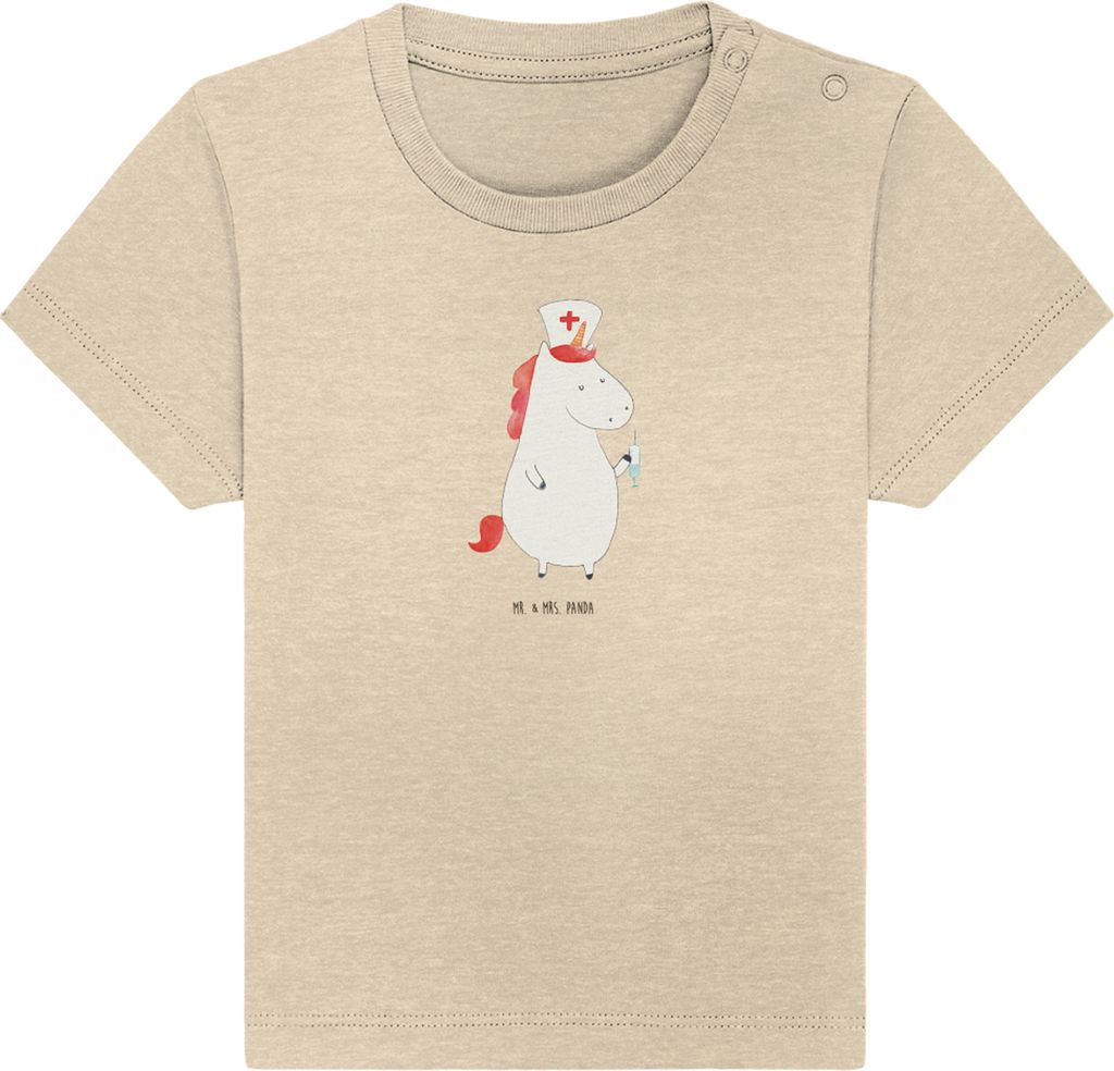 Mr. & Mrs. Panda T-Shirt Einhorn Krankenschwester 0. - 6. Monat - Natural Raw - Geschenk, Unicorn, Kleinkind Shirt, Krankenpfleger, Baumwolle Baby,...
