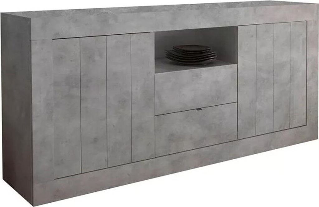 Meublorama MI-URBINO-201335-07*3C/59KG, 2 Tür(en), Grau, Mitteldichte Faserplatte (MDF), 2 Schublade(n), 2 Jahr(e), 1840 mm