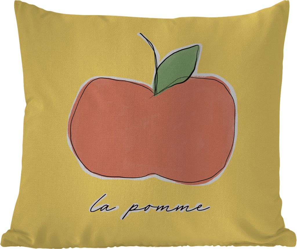 MuchoWow Outdoor Kissen - Apfel - Obst - Text - 60x60 cm - Wetterfest - Lounge Kissen - Dekoration - Schlaf Kissen