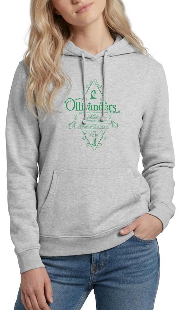 Spreadshirt Harry Potter Ollivanders Geschäft Grünes Logo Damen Hoodie, XXL, Hellgrau meliert