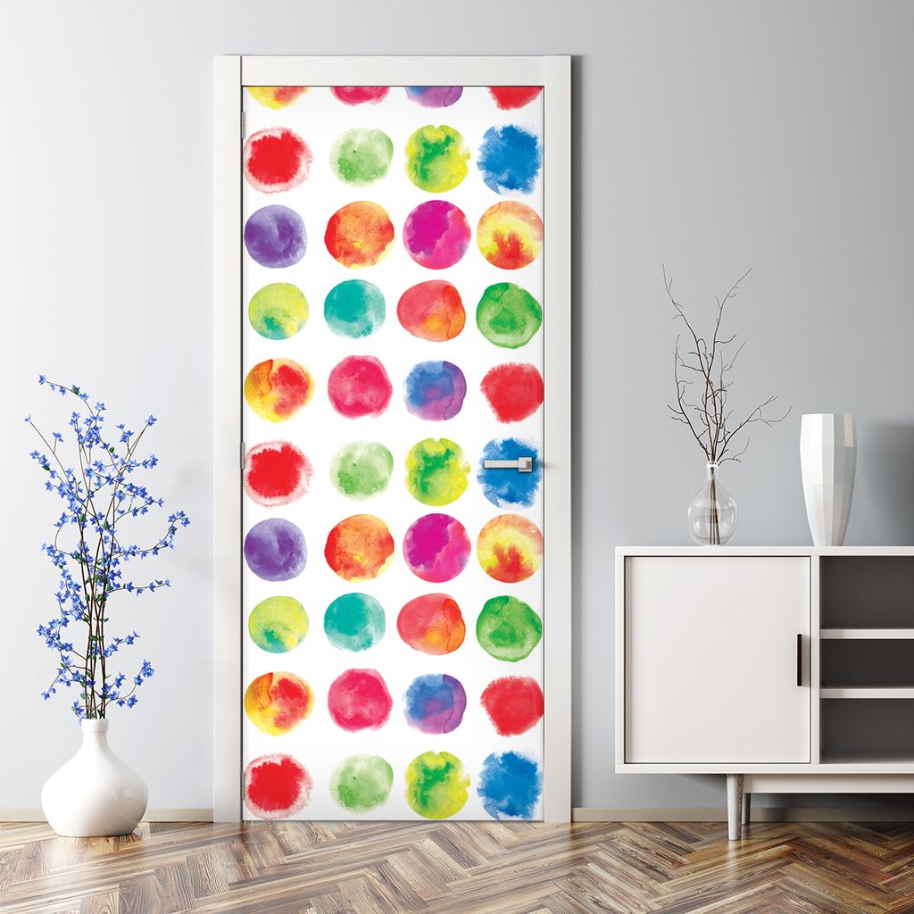 Dekorative Türposter selbstklebend Klebefolie Wandaufkleber Türaufkleber Große Bunte Kreise 77 x 200 cm