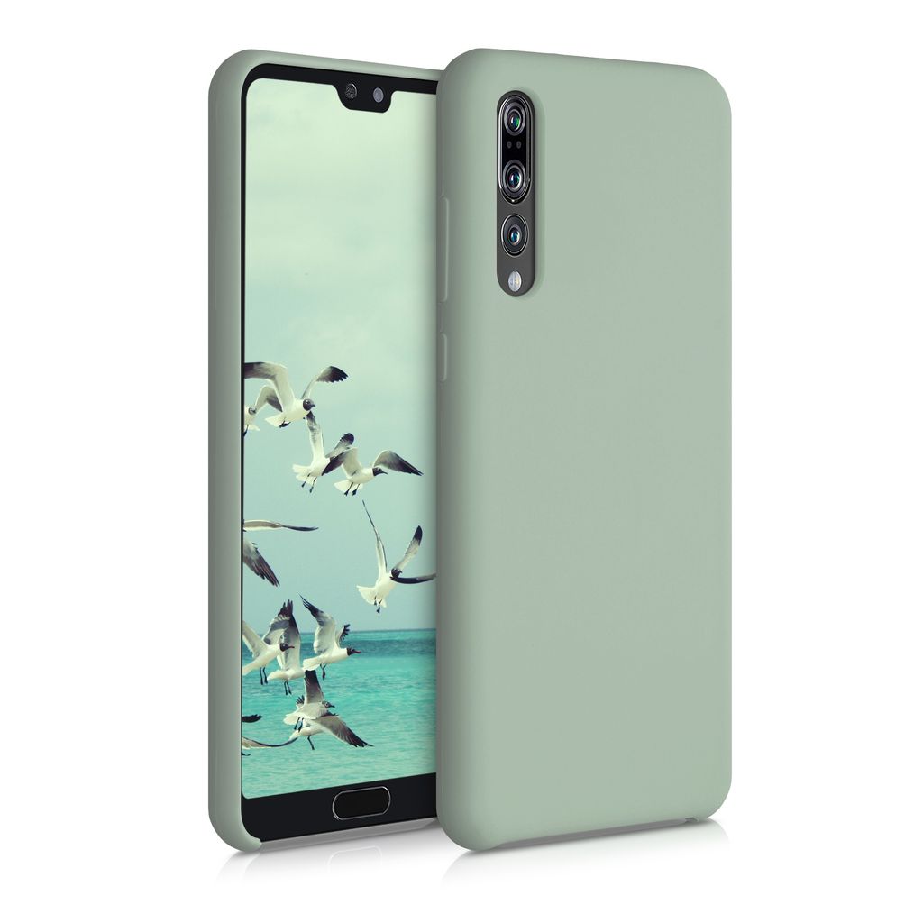 kwmobile Hülle kompatibel mit Huawei P20 Pro Hülle - Silikon Handy Case - Handyhülle weiche Oberfläche - kabelloses Laden - Graugrün