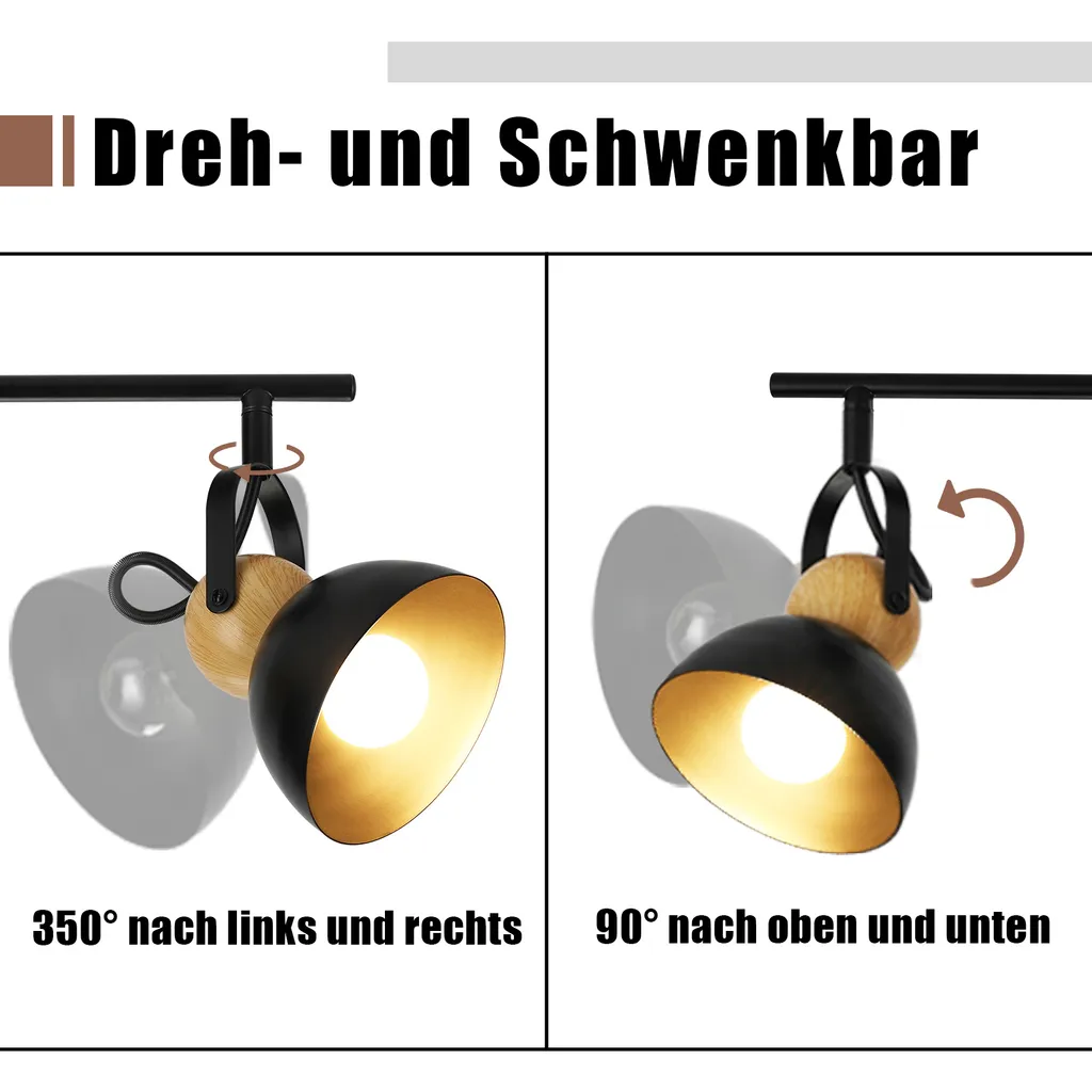 Plafonnier Orientable Noir : Solution d'Éclairage Efficace pour Entrée - 3