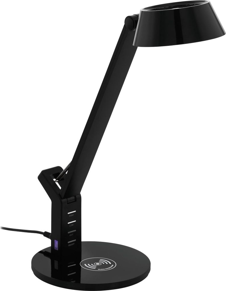 EGLO LED Tischlampe Banderalo, 1 flammige Schreibtischlampe mit QI Ladestation, warmweiß, neutralweiß, kaltweiß, dimmbar, Tischleuchte, Bürolampe