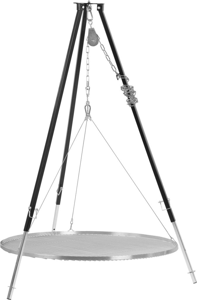 BBQ-Toro Dreibein Grill mit Ø 100 cm Grillrost, 110 - 175 cm, Schwarz, Dreibein für Schwenkgrill