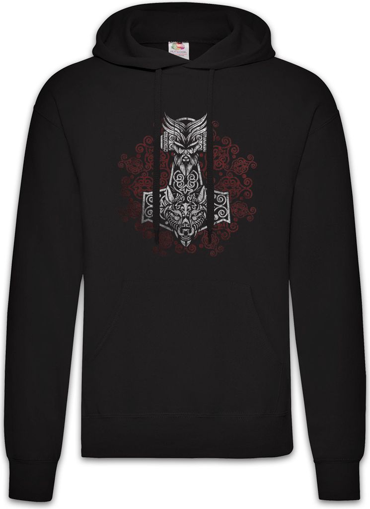 Urban Backwoods Thors Hammer Ornaments, Herren Hoodie, Farbe: Schwarz, Größe: 2XL