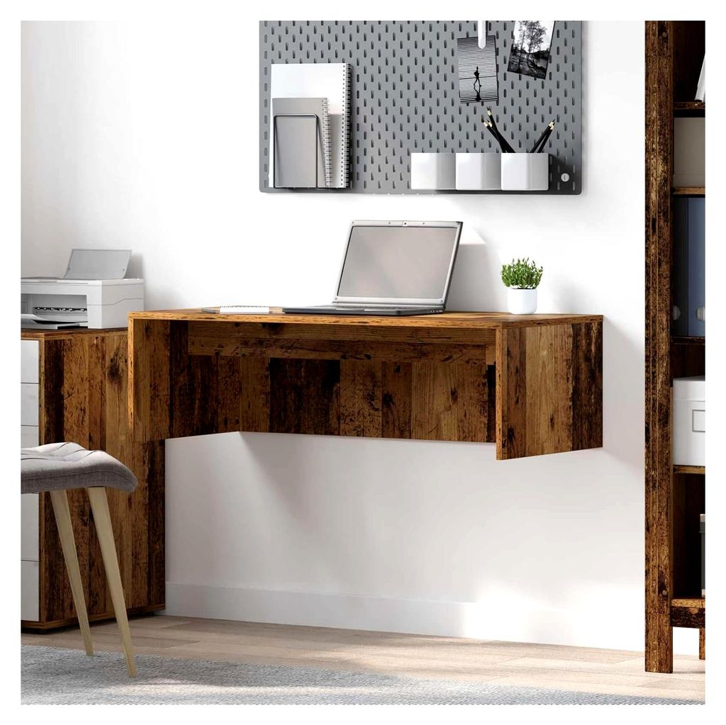 Wandtisch aus Altholz, Wandmontage, Holzwerkstoff, 100 x 45 x 30 cm, für Home Office und kleine Räume