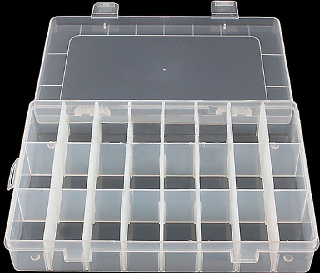 Transparente, verstellbare Aufbewahrungsbox für Ohrringe und Schmuck mit 24 Fächern